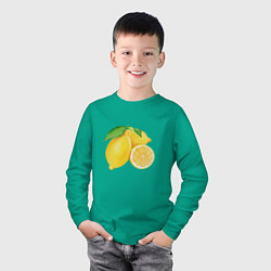 Лонгслив хлопковый детский Сочные лимоны, цвет: зеленый — фото 2
