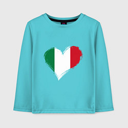 Лонгслив хлопковый детский Сердце - Италия, цвет: бирюзовый