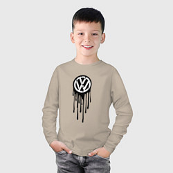 Лонгслив хлопковый детский Volkswagen - art logo, цвет: миндальный — фото 2