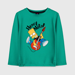 Лонгслив хлопковый детский Барт Симпсон - гитарист - heavy metal, цвет: зеленый