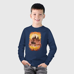 Лонгслив хлопковый детский Offroad mountains, цвет: тёмно-синий — фото 2