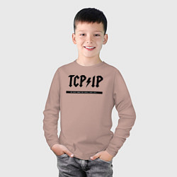 Лонгслив хлопковый детский TCPIP Connecting people since 1972, цвет: пыльно-розовый — фото 2