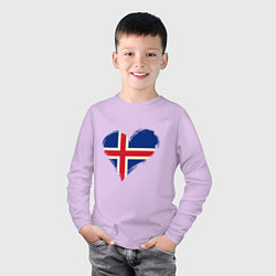 Лонгслив хлопковый детский Сердце - Исландия, цвет: лаванда — фото 2