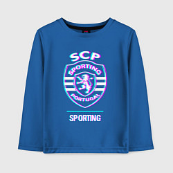Лонгслив хлопковый детский Sporting FC в стиле glitch, цвет: синий