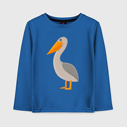 Лонгслив хлопковый детский Пеликан стоит и думает о жизни, цвет: синий