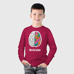 Лонгслив хлопковый детский Creative Brain, цвет: маджента — фото 2