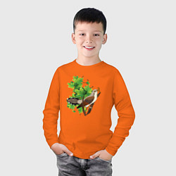 Лонгслив хлопковый детский Кукушка на дереве, цвет: оранжевый — фото 2