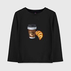 Лонгслив хлопковый детский Кофе с круассаном, цвет: черный