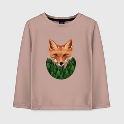 Лонгслив хлопковый детский Рыжая лиса и лес, цвет: пыльно-розовый