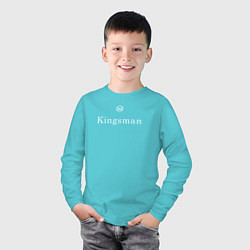 Лонгслив хлопковый детский Kingsman - логотип, цвет: бирюзовый — фото 2