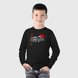 Лонгслив хлопковый детский Toyota Soarer 2jz gte JDM Retro Design, цвет: черный — фото 2