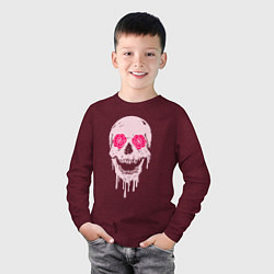 Лонгслив хлопковый детский Jolly skull, цвет: меланж-бордовый — фото 2