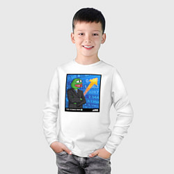 Лонгслив хлопковый детский Pepe Stonks, цвет: белый — фото 2