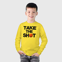 Лонгслив хлопковый детский Сделай выстрел баскетбольным мячом, цвет: желтый — фото 2