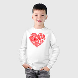 Лонгслив хлопковый детский Сердце баскетбольный мяч, цвет: белый — фото 2