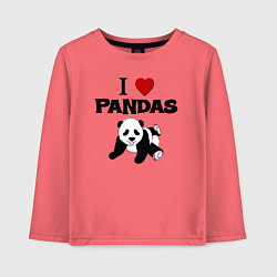 Лонгслив хлопковый детский I love Panda - люблю панд, цвет: коралловый