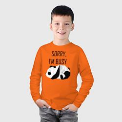 Лонгслив хлопковый детский Извини я занят - панда, цвет: оранжевый — фото 2