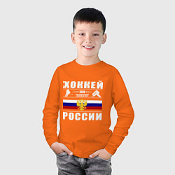 Лонгслив хлопковый детский Хоккей России 2008, цвет: оранжевый — фото 2