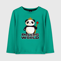 Лонгслив хлопковый детский Панда - Правители Мира, цвет: зеленый