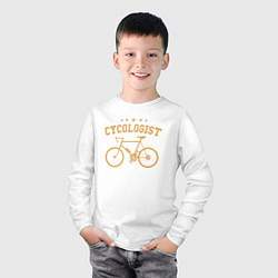 Лонгслив хлопковый детский Велосипедист 5 звезд, цвет: белый — фото 2