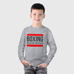 Лонгслив хлопковый детский Novosibirsk boxing team, цвет: меланж — фото 2