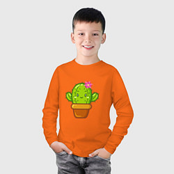 Лонгслив хлопковый детский Обнимашки - Кактус, цвет: оранжевый — фото 2