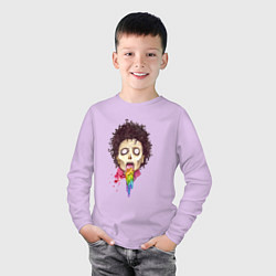 Лонгслив хлопковый детский Зомби с радугой, цвет: лаванда — фото 2