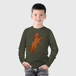 Лонгслив хлопковый детский Лошадка на задних ногах, цвет: меланж-хаки — фото 2