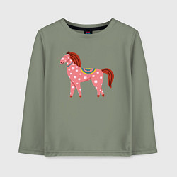 Лонгслив хлопковый детский Красочная лошадка, цвет: авокадо