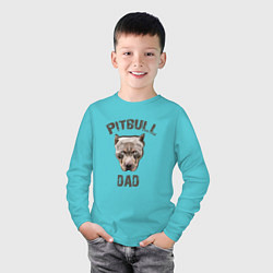 Лонгслив хлопковый детский Pitbull dad, цвет: бирюзовый — фото 2