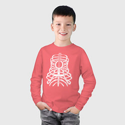 Лонгслив хлопковый детский Гитара-скелет, цвет: коралловый — фото 2