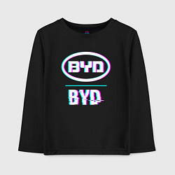 Детский лонгслив Значок BYD в стиле glitch