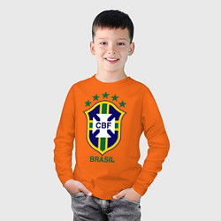 Лонгслив хлопковый детский Brasil CBF, цвет: оранжевый — фото 2