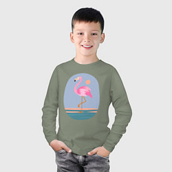 Лонгслив хлопковый детский Фламинго, цвет: авокадо — фото 2