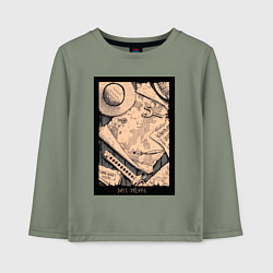 Лонгслив хлопковый детский Карта приключений - Ван Пис, цвет: авокадо