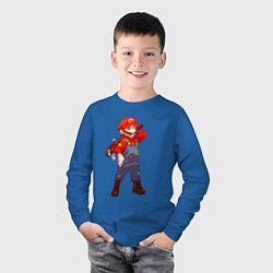 Лонгслив хлопковый детский Марио на стиле, цвет: синий — фото 2