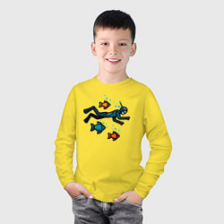 Лонгслив хлопковый детский Дайвер, цвет: желтый — фото 2