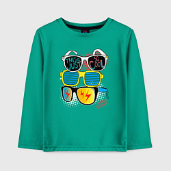Лонгслив хлопковый детский Поп арт очки, цвет: зеленый