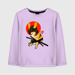 Лонгслив хлопковый детский Собакен самурай, цвет: лаванда