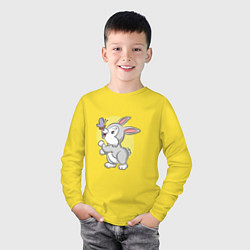 Лонгслив хлопковый детский Кролик и бабочка, цвет: желтый — фото 2
