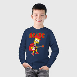 Лонгслив хлопковый детский AC DC Барт Симпсон, цвет: тёмно-синий — фото 2