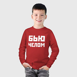 Лонгслив хлопковый детский Бью челом - русская фраза, цвет: красный — фото 2