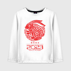 Лонгслив хлопковый детский Year of the rabbit 2023, cappy chinese new year, цвет: белый