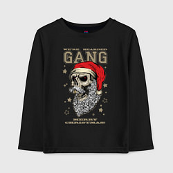 Лонгслив хлопковый детский We are bearded gang - Merry Christmas!, цвет: черный