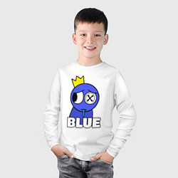 Лонгслив хлопковый детский Радужные друзья грустный Синий, цвет: белый — фото 2