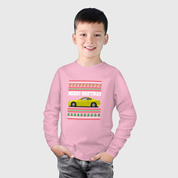 Лонгслив хлопковый детский Merry Driftmas Nissan Silvia S15 Ugly Sweater, цвет: светло-розовый — фото 2