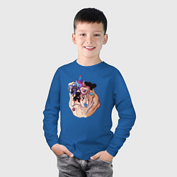 Лонгслив хлопковый детский Праздничный бульдог - единорог, цвет: синий — фото 2