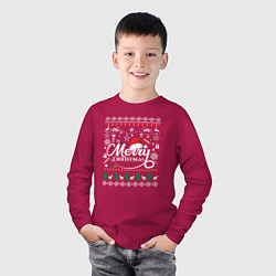 Лонгслив хлопковый детский Счастливого Нового Года и Рождества, цвет: маджента — фото 2