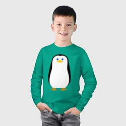 Лонгслив хлопковый детский Красивый пингвин, цвет: зеленый — фото 2