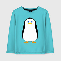 Лонгслив хлопковый детский Красивый пингвин, цвет: бирюзовый